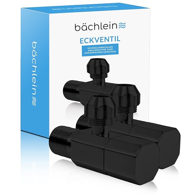 Bächlein pair of matt black quarter-turn angle valves