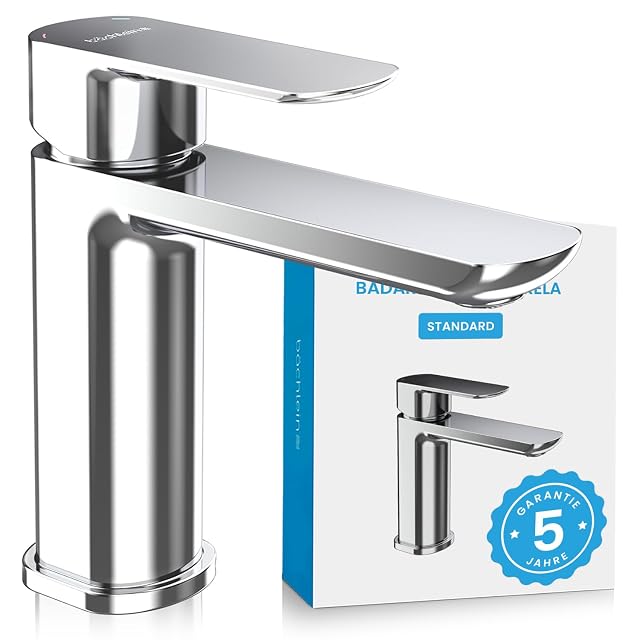 Bächlein Mizarela chrome basin mixer with a flat spout