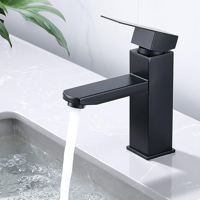 HOMELODY matt black basin mixer with a SUS304 stainless steel body
