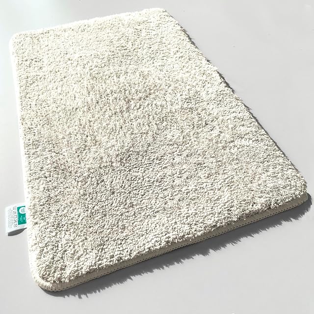 casa pura cream shaggy microfibre bath mat