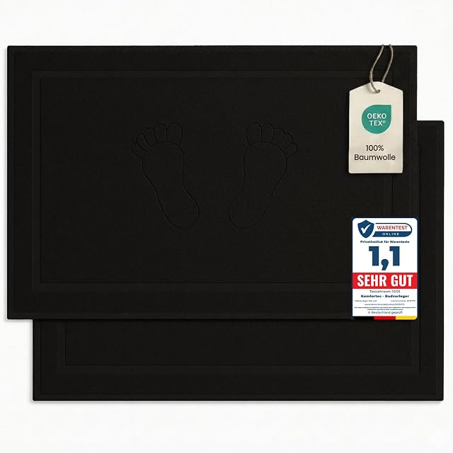 Komfortec two-pack of white cotton bath mats