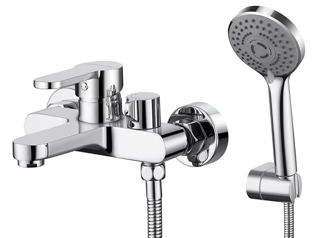 BONADE chrome bath mixer set with a three-mode hand shower