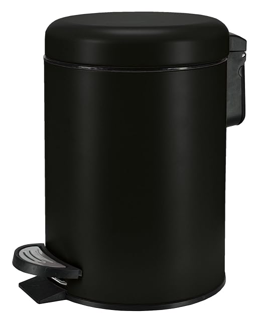 Kleine Wolke ONE matt black bathroom pedal bin, 3 litres