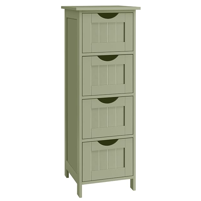 VASAGLE green four-drawer bathroom storage column