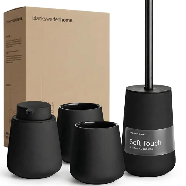 Black Sweden Home matt black four-piece ceramic bathroom set