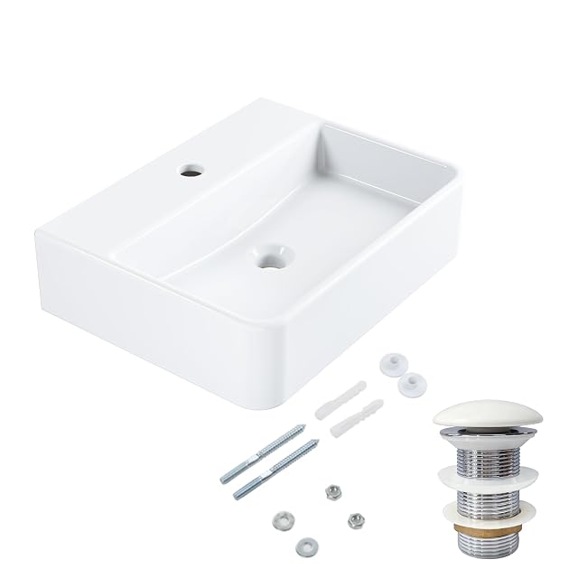 HOROW small white ceramic basin, countertop or wall-mounted