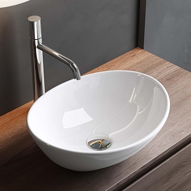 Mai & Mai white oval ceramic countertop basin