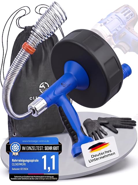 CLEVERWERK 7.5 metre drain auger with a chuck and metre markings