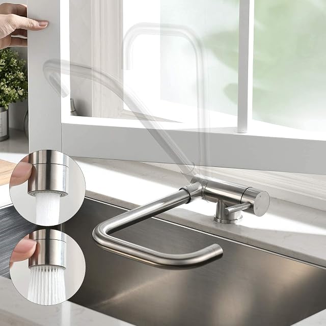 CECIPA black folding under-window kitchen mixer in 304 stainless steel