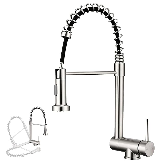 HOMELODY stainless steel under-window kitchen mixer with a pull-out spray