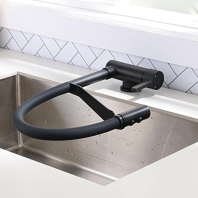 ZPSPZ black brass folding under-window kitchen mixer