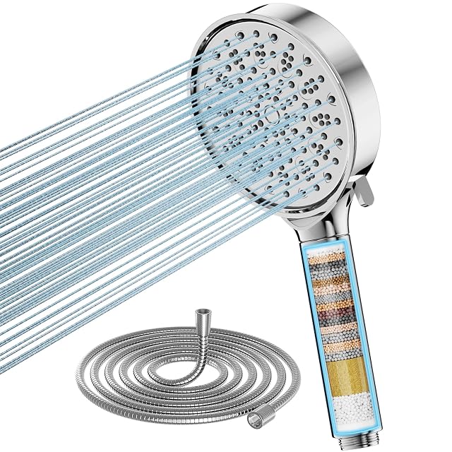 Cobbe chrome filtering hand shower with six spray modes and hose