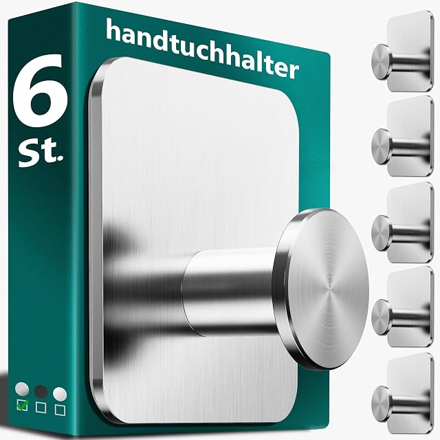 4smile six silver stainless steel adhesive towel hooks