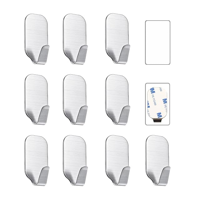 Kiemeu ten small rectangular stainless steel adhesive hooks