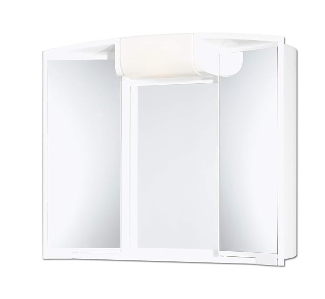 Jokey Angy white plastic bathroom mirror cabinet with a shelf