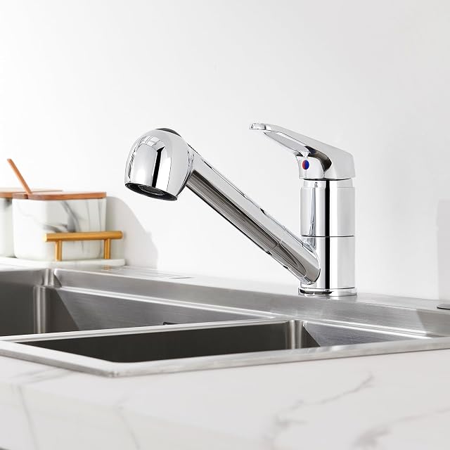 Auralum high-pressure pull-out kitchen mixer with a two-jet spray