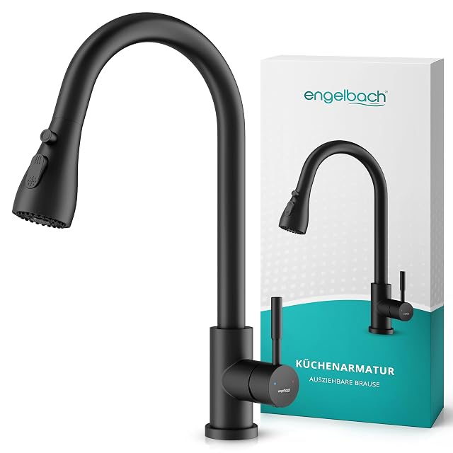 Engelbach 304 stainless steel pull-out kitchen mixer with a 360° swivel