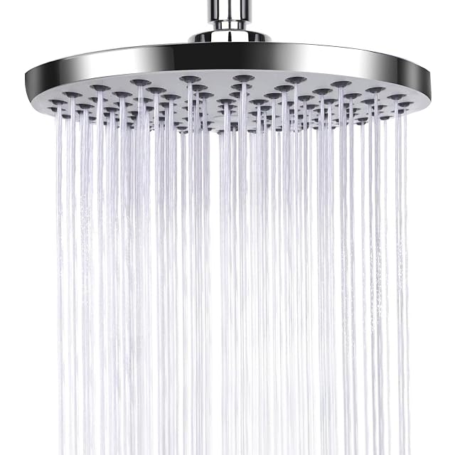 AiQInu round stainless steel rain shower head, 20 cm diameter