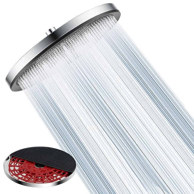 RONVIE 28 cm round rain shower head with a self-cleaning mechanism