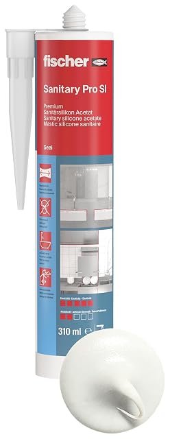 fischer premium sanitary silicone cartridge in white, 310 ml
