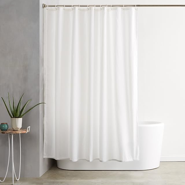 Amazon Basics plain white shower curtain, 180 by 200 cm
