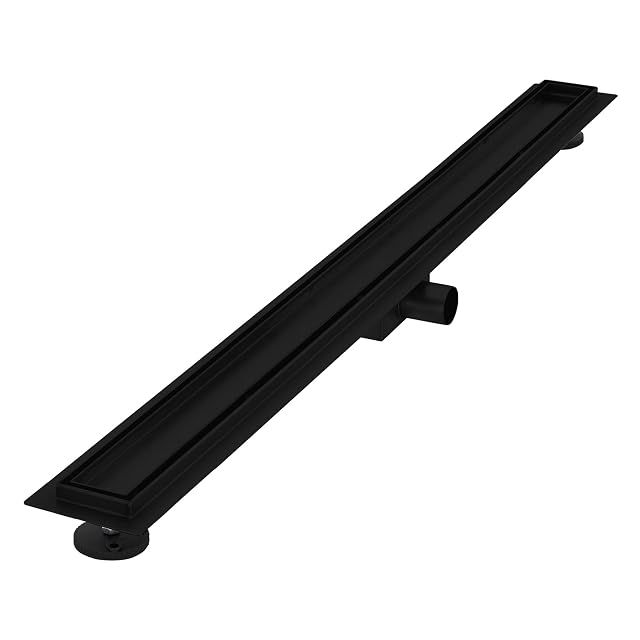 LuxeBath 100 cm black stainless steel shower channel