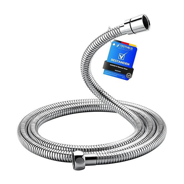 Ibergrif chromed stainless steel shower hose, 1.7 metres