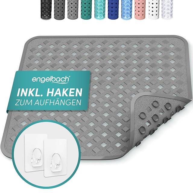 Engelbach grey non-slip shower mat, 53 by 53 cm
