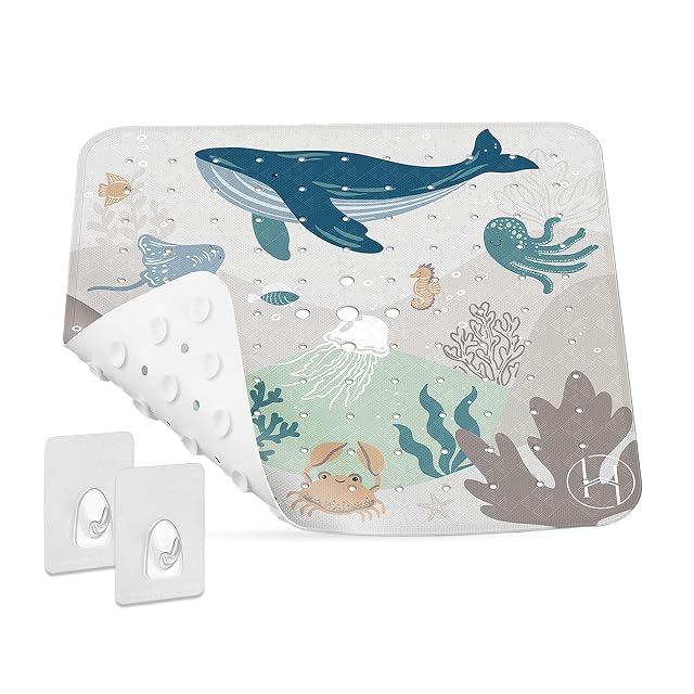 homerella non-slip shower mat with suction cups, 53 by 53 cm