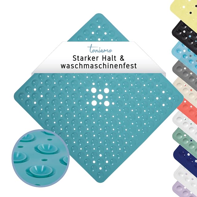 Toniamo aqua nubbed non-slip shower mat, 53 by 53 cm