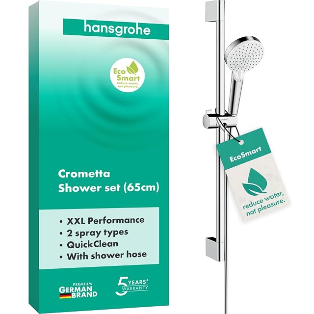 hansgrohe Crometta white and chrome shower rail set