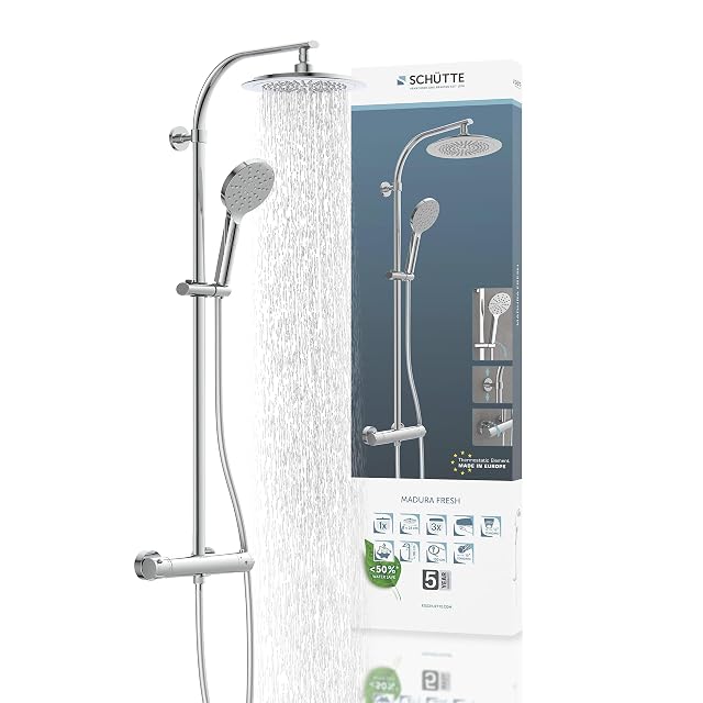 Schütte MADURA chrome shower column with a thermostatic mixer