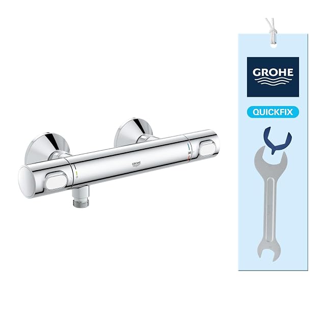 GROHE Precision Flow chrome thermostatic shower mixer