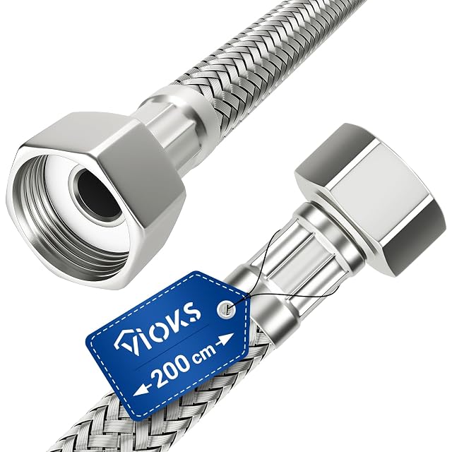 VIOKS stainless braided flexible supply hose, 200 cm