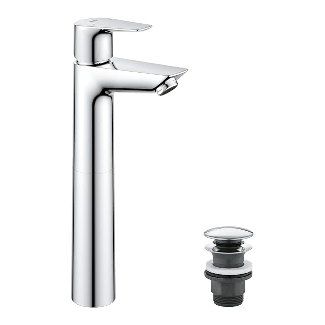 GROHE StartEdge tall chrome basin mixer with pop-up waste