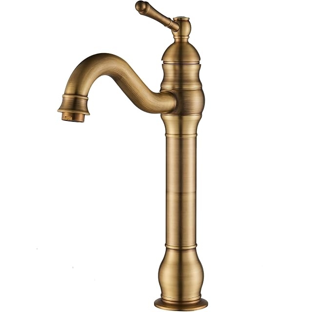 ROZIN antique brass tall basin mixer with a swivel spout