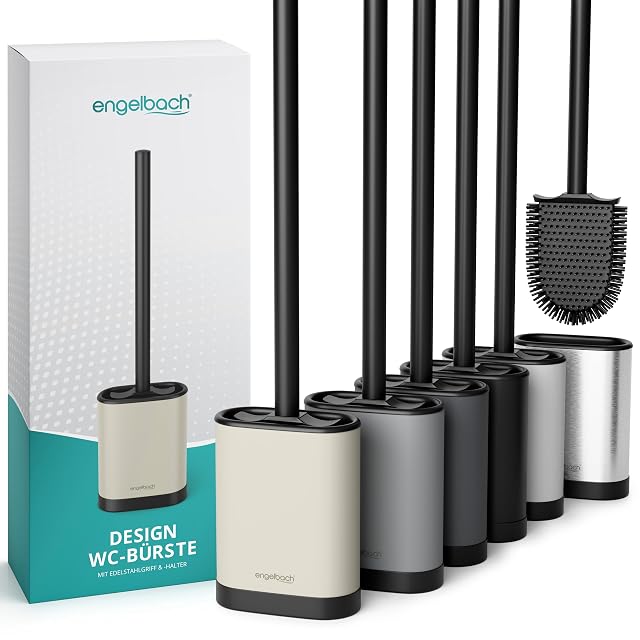 Engelbach flat silicone toilet brush with a stainless steel wall holder