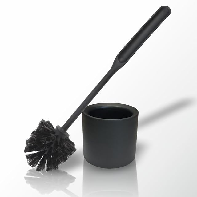 York matt black toilet brush with holder