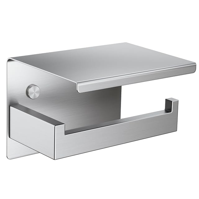 Aikzik stainless steel toilet roll holder with a shelf