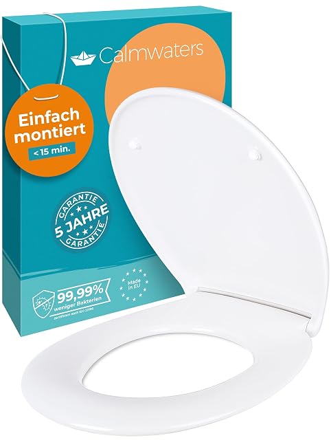 Calmwaters white oval antibacterial duroplast toilet seat