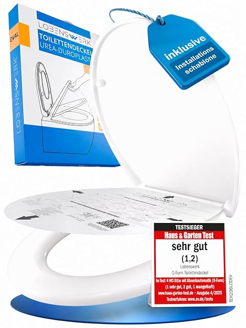 LOBENSWERK white duroplast toilet seat with soft close and quick release
