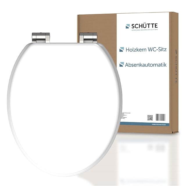 Schütte white MDF wood toilet seat with soft close