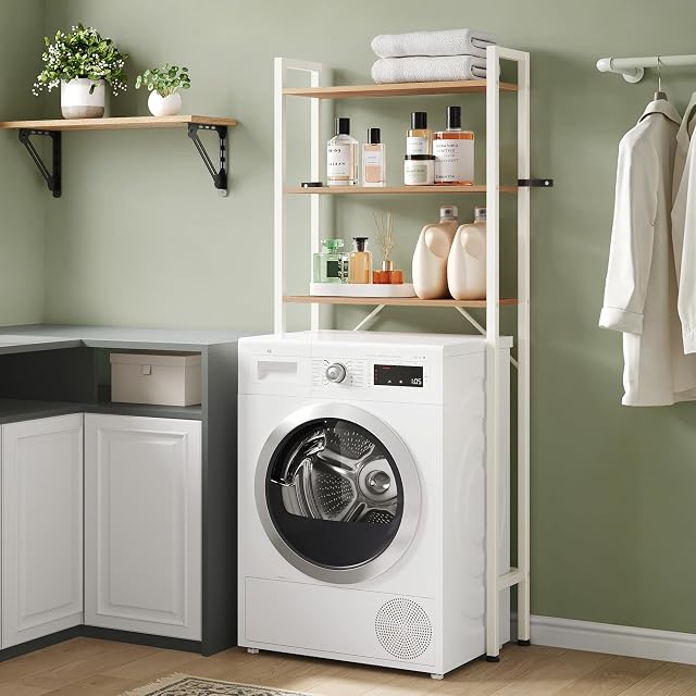 EUGAD over-toilet storage unit in light oak and white