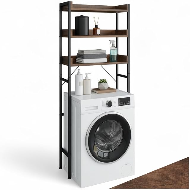 tectake industrial dark brown over-toilet storage unit