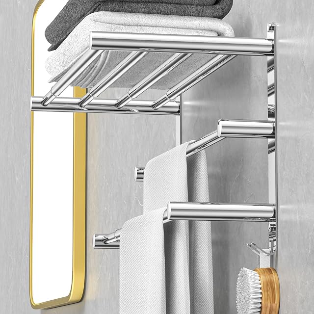 CAXIMSY extending double towel rail in polished stainless steel