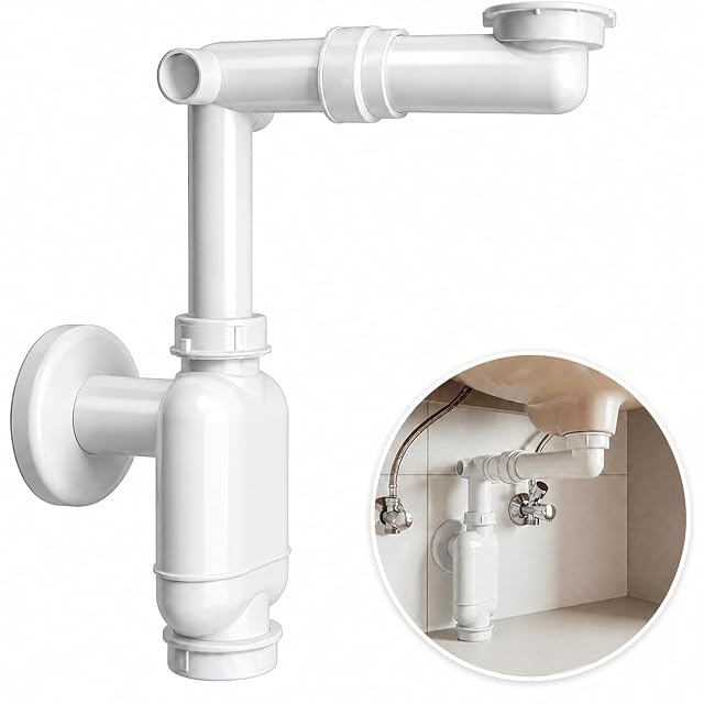 M. Rosenfeld Home white flat space-saving basin trap
