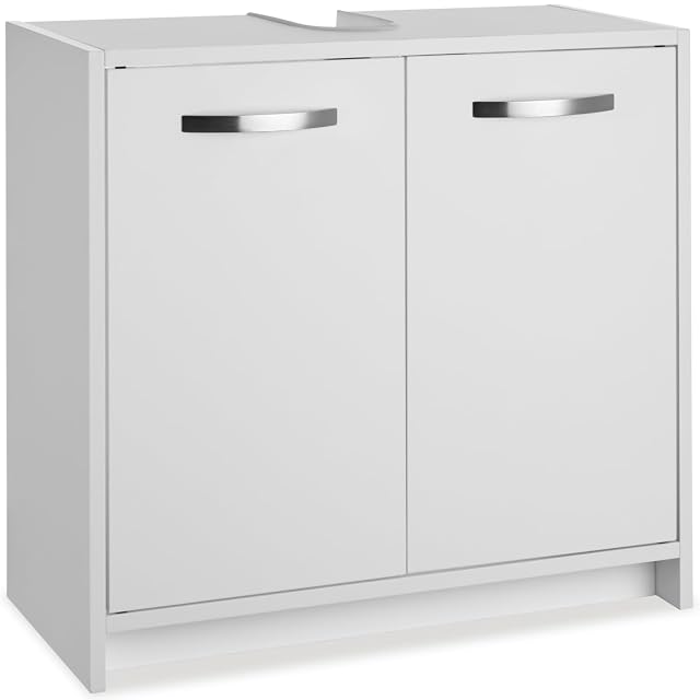 tectake white vanity unit with two doors