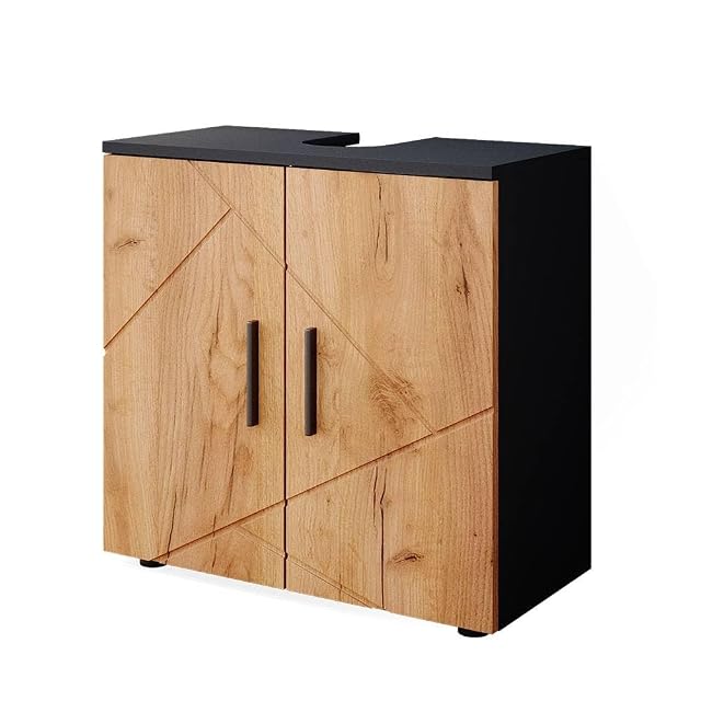 Vicco Irma oak and anthracite vanity unit with two doors