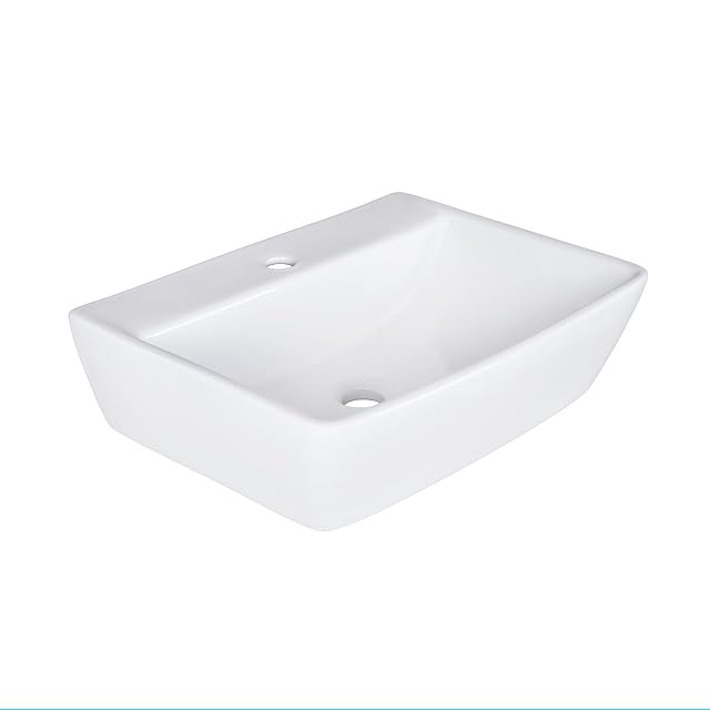 Belvit white rectangular wall-mounted ceramic basin, 50 cm