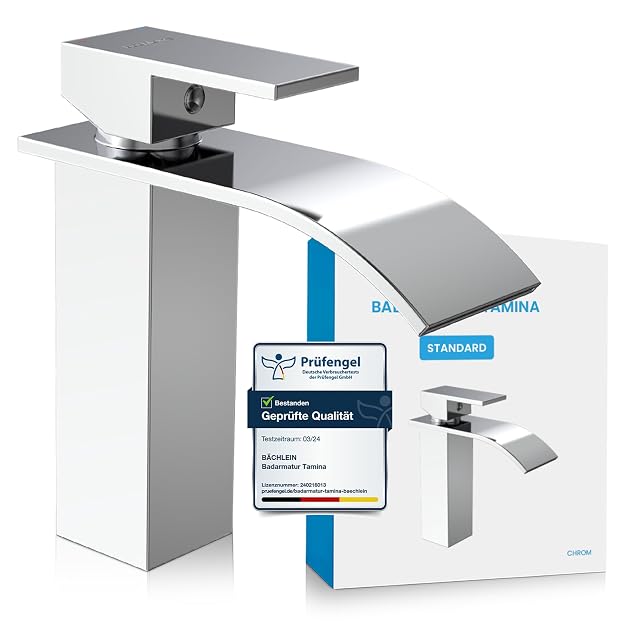 Bächlein Tamina chrome waterfall basin mixer